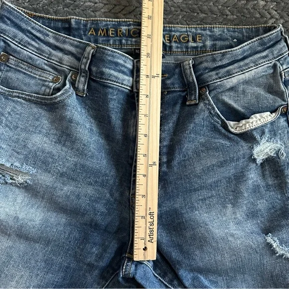 American Eagle Outfitters Blue Slim Jeans Distressed - Picture 10 of 13